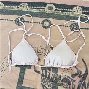 J. Crew Pale Pink Ribbed Triangle Bikini Top